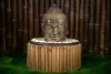 Product image 1 of the product “Buddha head as a water feature, 28x23x34cm, cast stone, hollow, handcrafted & coloured 30 cm”